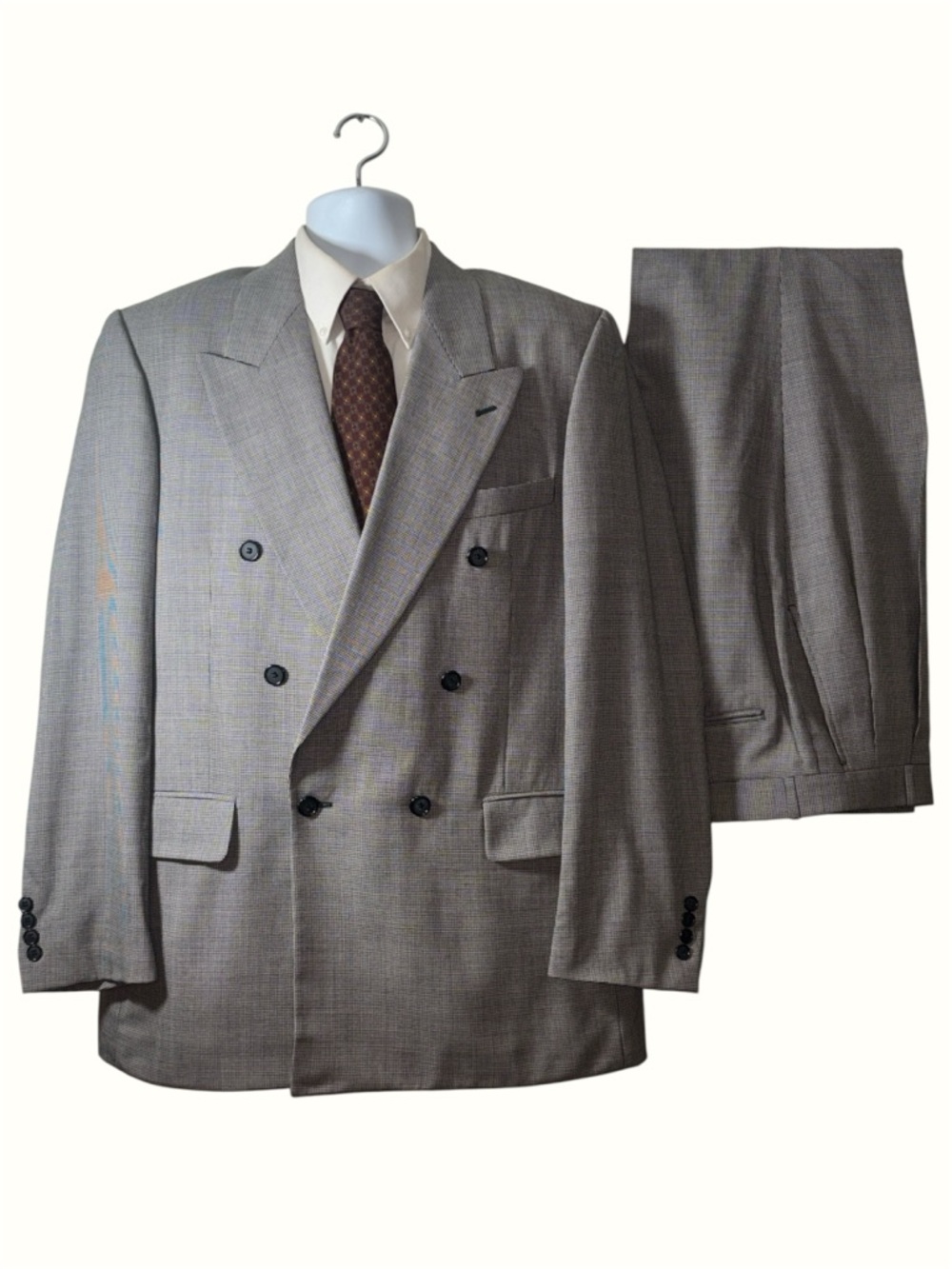 Hardy Amies Double-Breasted Light Gray Suit